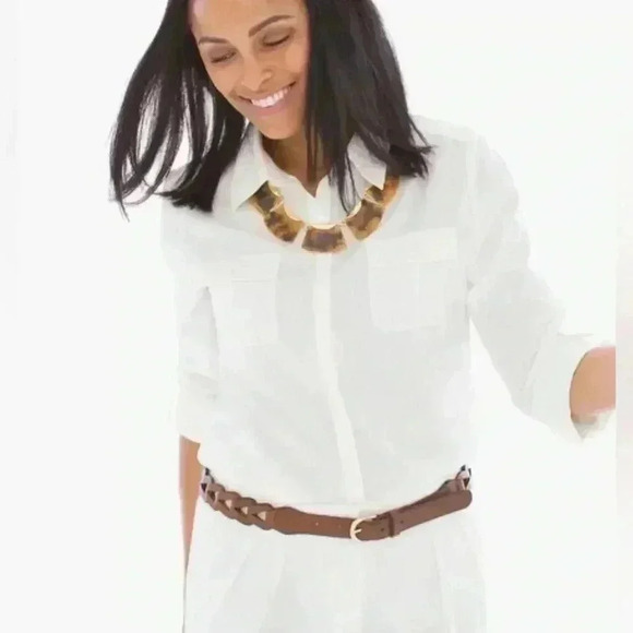 Chicos Trisha Geometric Full grain Leather Belt. Gold hardware, New with Tags - Picture 2 of 10